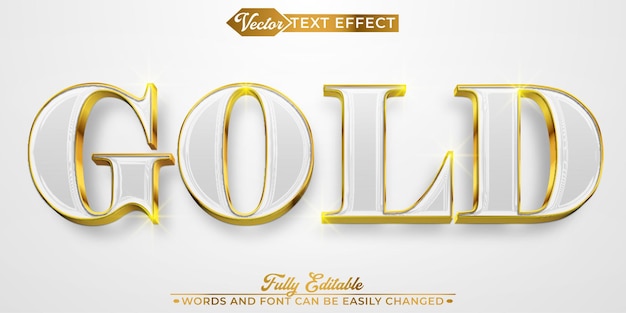 Plantilla de efecto de texto editable de vector de oro real brillante de lujo