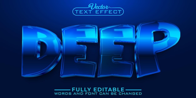 Plantilla de efecto de texto editable de vector profundo azul de dibujos animados