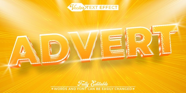 plantilla de efecto de texto editable de vector de publicidad naranja