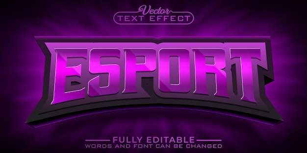 Plantilla de efecto de texto editable de vector púrpura esport