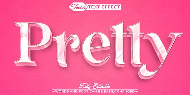 plantilla de efecto de texto editable de vector rosa blanco y bonito