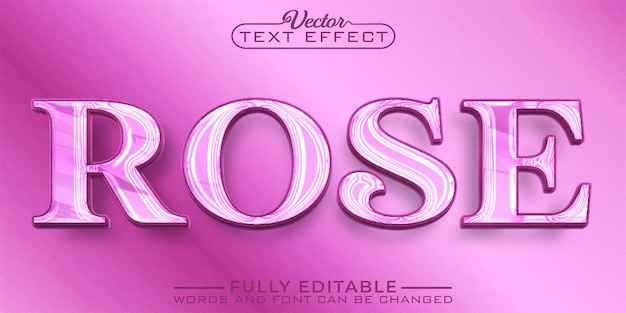 Plantilla de efecto de texto editable de vector de rosa rosa de lujo