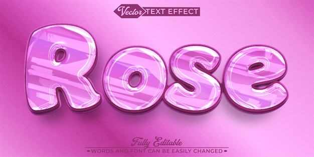 Plantilla de efecto de texto editable de vector de rosa rosa de lujo