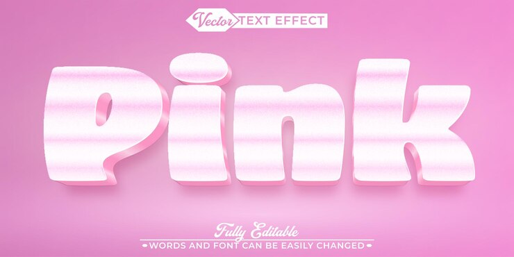Vector plantilla de efecto de texto editable de vector rosado