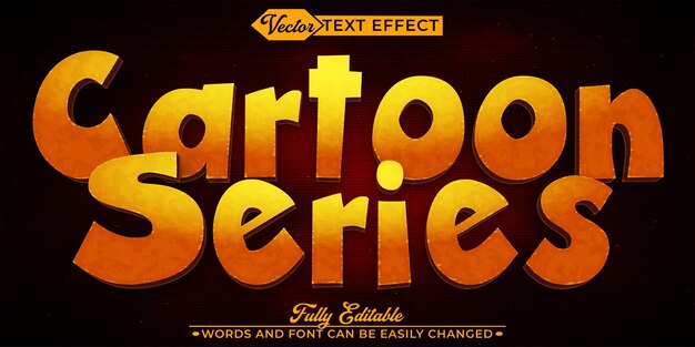 Plantilla de efecto de texto editable de vector de serie de dibujos animados