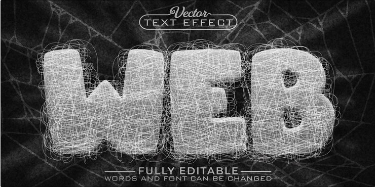 Vector plantilla de efecto de texto editable de vector de telaraña