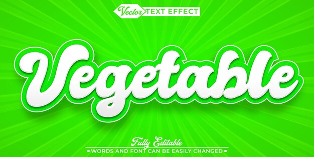 Plantilla de efecto de texto editable de vector vegetal verde de dibujos animados
