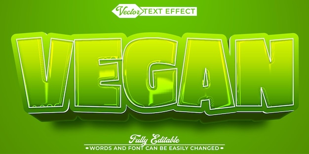 plantilla de efecto de texto editable de vector vegetariano verde