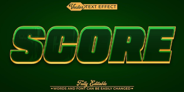Plantilla de efecto de texto editable de vector de vidrio de puntuación de fútbol