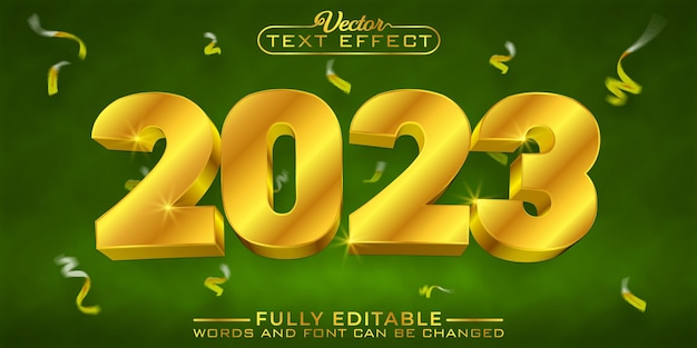 Plantilla de efecto de texto editable vectorial Golden 2023