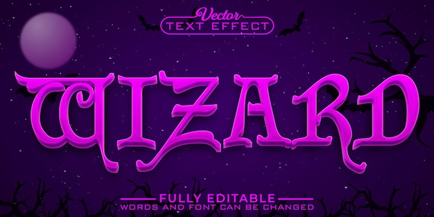 Plantilla de efecto de texto editable vectorial de mystic purple wizard