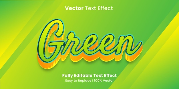 Plantilla de efecto de texto editable verde con efecto de luz verde