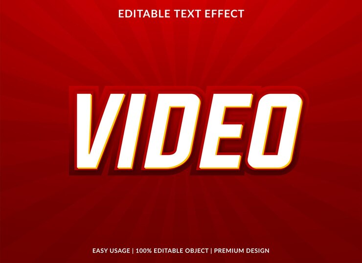 Vector plantilla de efecto de texto editable de video con uso de estilo 3d para marca comercial y logotipo