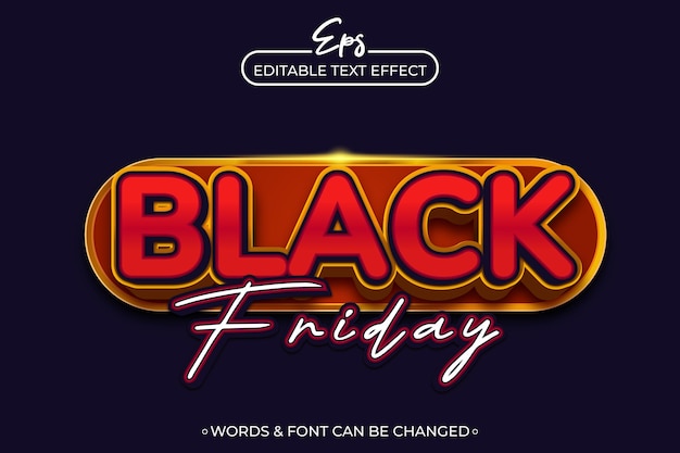 plantilla de efecto de texto editable para el viernes negro cartel del viernes negro