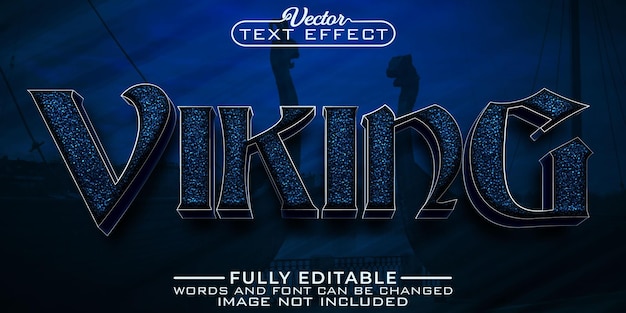 Vector plantilla de efecto de texto editable vikingo azul oscuro