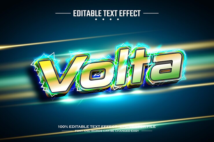 Vector plantilla de efecto de texto editable volta 3d