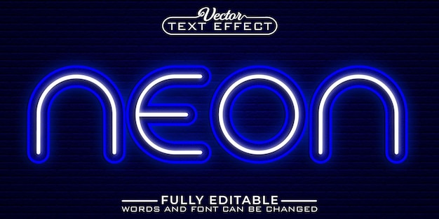 Plantilla de efecto de texto editable webblue tube neon