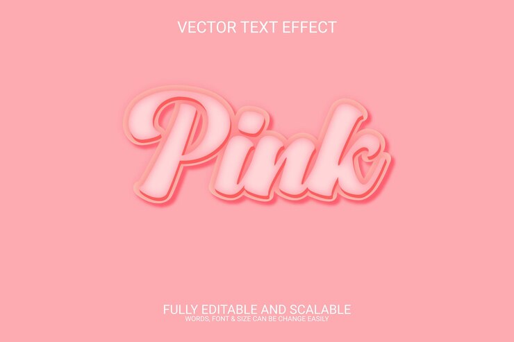 Vector plantilla de efecto de texto eps vectorial 3d rosa