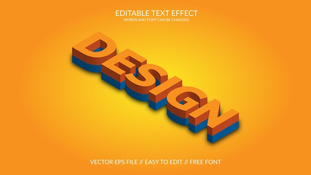 Plantilla de efecto de texto Eps vectorial totalmente editable en 3D de diseño