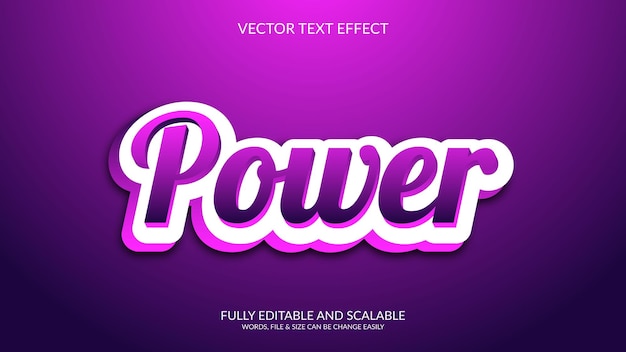 Plantilla de efecto de texto EPS vectorial totalmente editable Power 3D