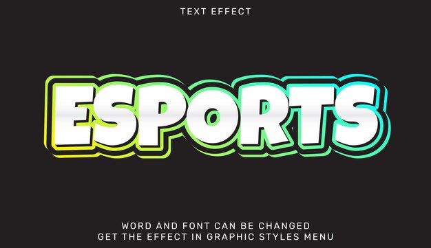 plantilla de efecto de texto de eSports en estilo 3D