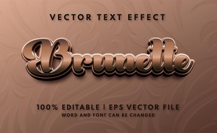 Vector plantilla de efecto de texto de estilo de color de cabello moreno