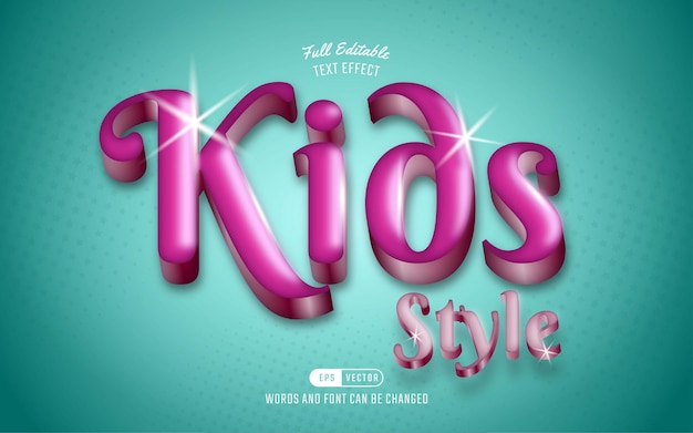 Plantilla de efecto de texto de estilo infantil editable en 3d