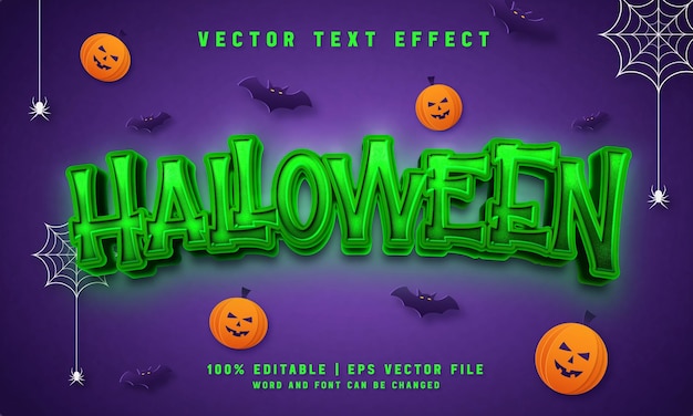 Plantilla de efecto de texto de estilo verde de halloween