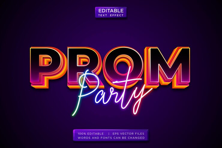 Vector plantilla de efecto de texto de fiesta de noche de baile de neón