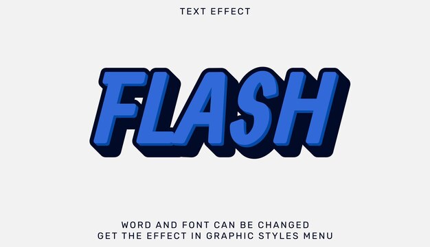 Vector plantilla de efecto de texto flash en estilo 3d