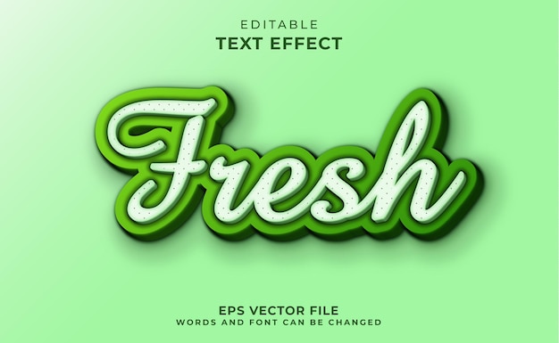 Plantilla de efecto de texto fresco 3D con color verde