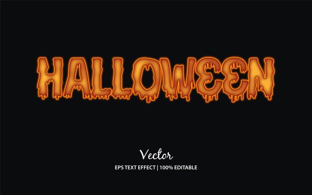 Plantilla de efecto de texto de Halloween o efecto de texto editable vectorial EPS