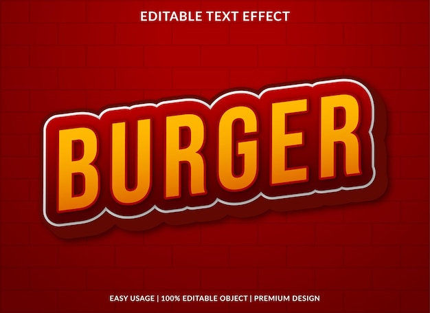 plantilla de efecto de texto de hamburguesa con uso de estilo abstracto y moderno para el logotipo y la marca de la empresa