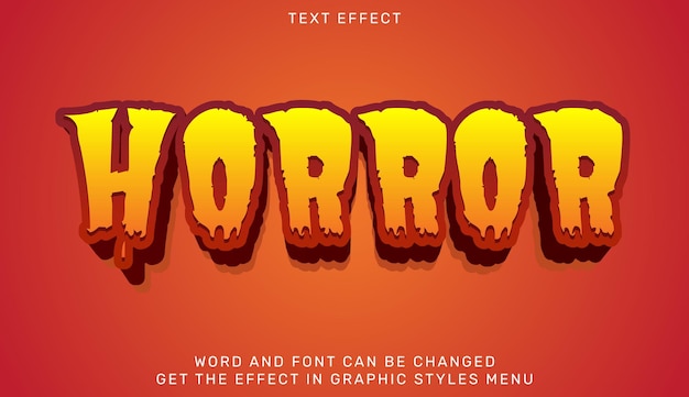 Vector plantilla de efecto de texto de horror en el diseño 3d