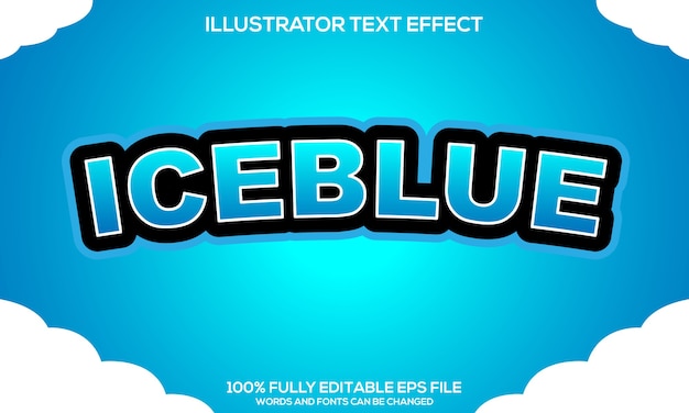 Plantilla de efecto de texto iceblue