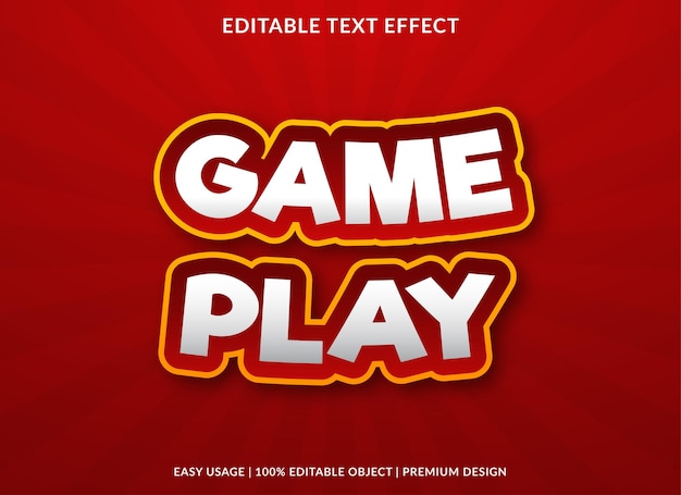 plantilla de efecto de texto de juego con vector abstracto y premium