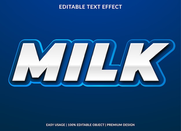 Plantilla de efecto de texto de leche estilo premium
