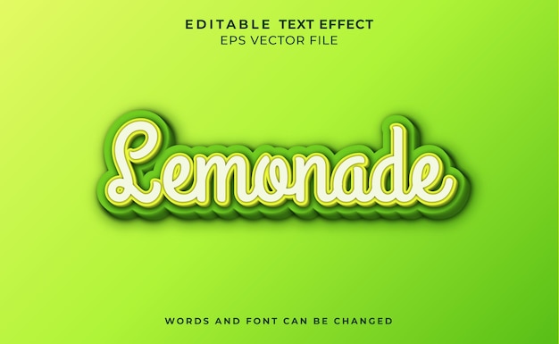 Vector plantilla de efecto de texto de limonada 3d