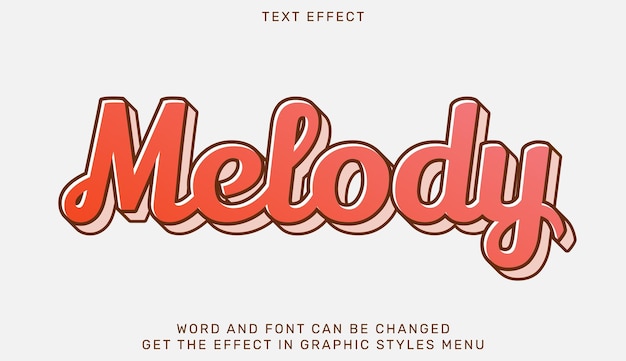 plantilla de efecto de texto de melodía en diseño 3D