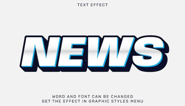 Plantilla de efecto de texto de noticias en diseño 3d