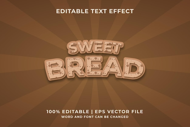 Vector plantilla de efecto de texto de pan dulce estilo premium vector premium