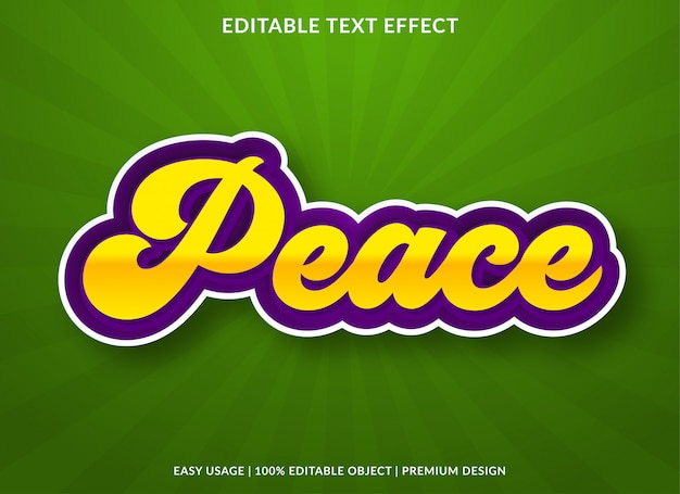 plantilla de efecto de texto de paz con estilo retro