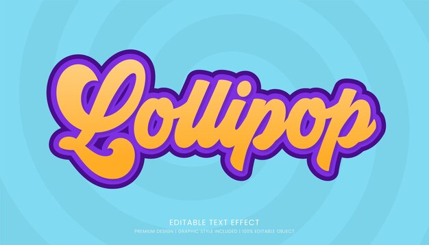 plantilla de efecto de texto de piruleta estilo de fuente editable