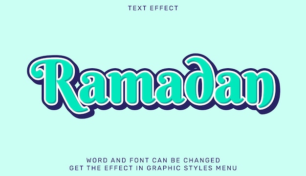 plantilla de efecto de texto de Ramadán en diseño 3D