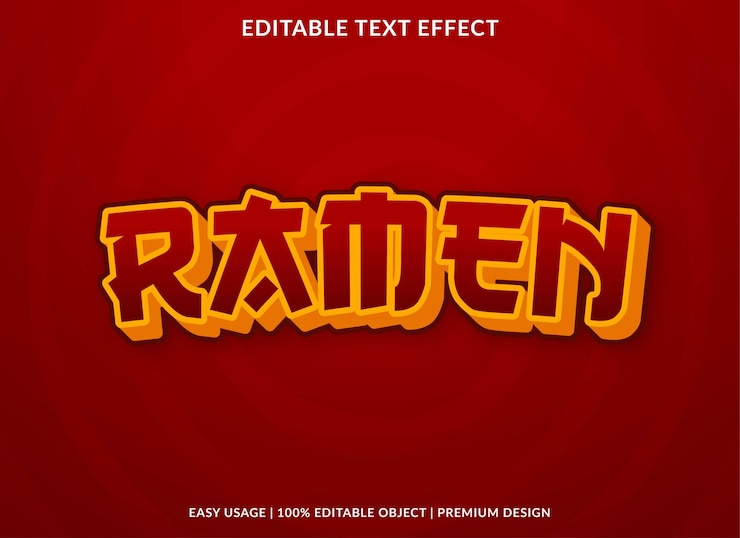 Vector plantilla de efecto de texto ramen uso de estilo premium para logotipo y marca