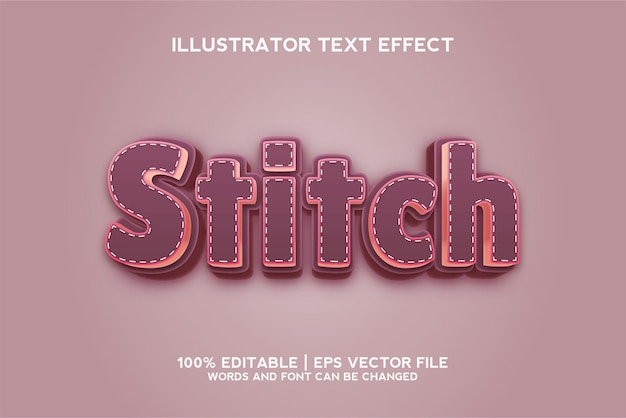 Plantilla de efecto de texto de stitch tailor