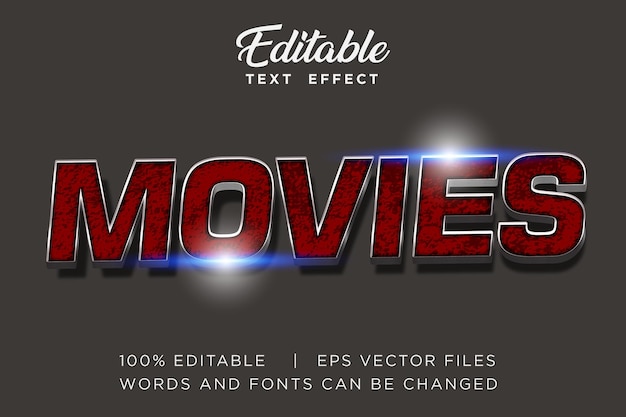 Vector plantilla de efecto de texto de título de película