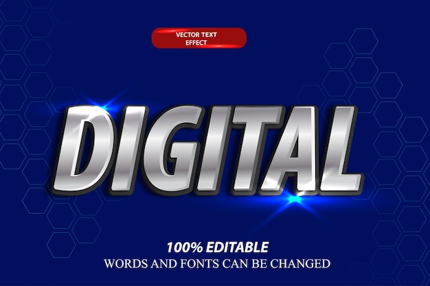 plantilla de efecto de texto vectorial 3d color digital metalizado y tecnología de fondo