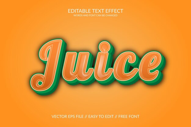 Plantilla de efecto de texto vectorial editable 3D de jugo