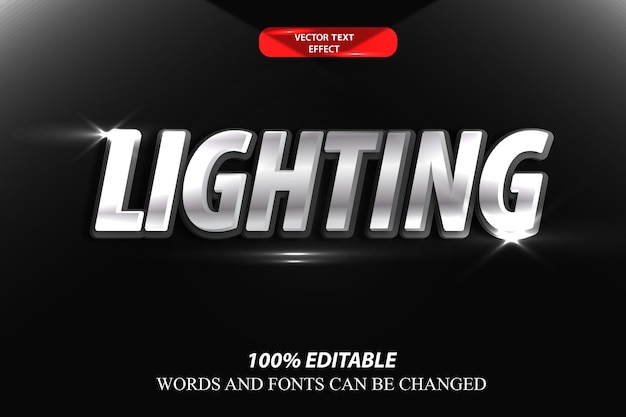 plantilla de efecto de texto vectorial iluminación 3d letras metálicas en negrita sobre un fondo oscuro